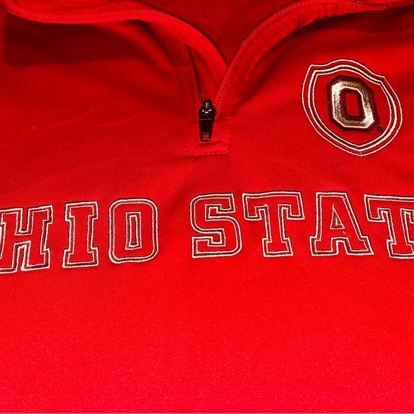 Men’s L Columbia Omni-Shield Ohio State Buckeyes Red/Black Quarter-Zip Pullover - Picture 2 of 6